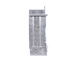 Home Pooja Wooden Mandir with White Oxidized Plated Puja Temple - Fully Assembled