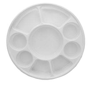 9 Compartment Plastic Plate - Disposable White Round Thali (50 Pack)