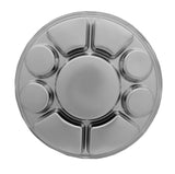 9 Compartment Plastic Plate - Disposable Silver Round Thali (50 Pack)