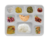 10 Compartment Plastic by Party Thali Plate - White Color (50 Pack)
